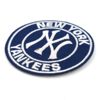 Patchs en tissu non tissé personnalisés MLB New York, brodés à la main, thermocollants, avec bordure découpée au laser, couleur personnalisée