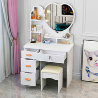 Table de maquillage style influenceur |   Meuble de maquillage minimaliste moderne pour petits appartements |   Tabouret de coiffeuse économique