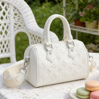 Übersee-Lager Weiße Geprägte PU-Leder Handtasche Damen Top-Handle Crossbody-Tasche Schnelle Lieferung