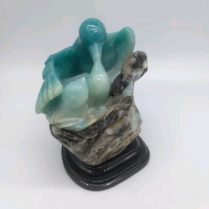 Sculpture d'oiseau en quartz bleu, art populaire, pour cadeaux de fêtes BJ427 - Product Image 3