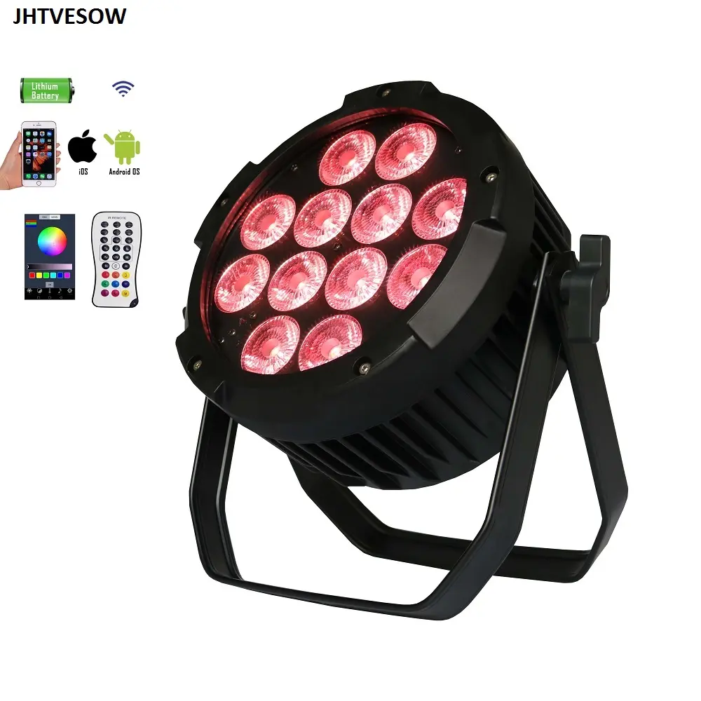 Batterie sans fil RGBWA + UV 6 en 1 LED 12x18w, mise à niveau, étanche IP65, pour réception de mariage