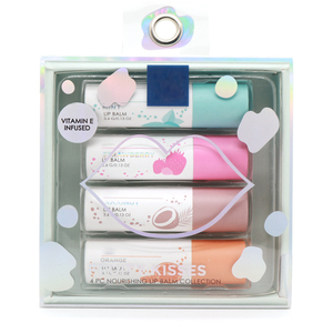 Hersteller Deep Moist urizing 4PCS Lippenbalsam-Kit Oem Support Papier verpackungs röhre <span class=keywords><strong>Lip</strong></span> <span class=keywords><strong>Bam</strong></span> Makeup Set - Product Image 1