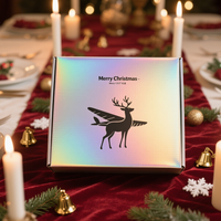 Boîte d'emballage postale en carton ondulé personnalisée, laminage mat, gaufrage, holographique, logo gratuit pour cadeaux de Noël recyclables