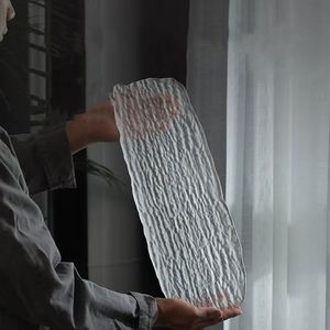 <span class=keywords><strong>Assiette</strong></span> <span class=keywords><strong>carrée</strong></span> en verre de 8-9 pouces, design contemporain gravé, motif uni, durable, plateau de cuisine, utilisation pour les fêtes, desserts, <span class=keywords><strong>service</strong></span> alimentaire à domicile - Product Image 5