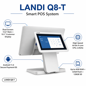 Q8-T 15.6+10.1 Inch Dual Screen Android 11 Smart POS Terminal 2.0GHz CPU Cash Register for Retail Supermarket Bulk Order - Product Image 2