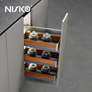 Nisko Aluminum Wood Kitchen Cabinet Plate Drying Cabinet Organizer Pull Out Pot and <strong>Pan</strong> Storage Rack Storage <strong>Drawer</strong> - Product Image 4