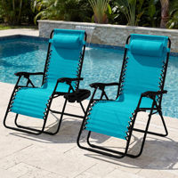 Chaises longues pliantes zéro gravité en aluminium modernes pour l'extérieur, réglables, avec coussins, porte-gobelets et plateaux