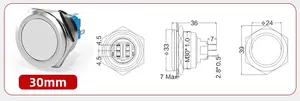 Ip65 स्व-लॉकिंग स्टेनलेस स्टील धातु 10/12/16/22 मिमी क्षणिक नेतृत्व वाले छोटे पुश बटन स्विच