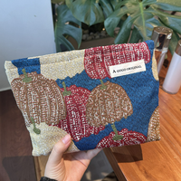 Pochette de toilette portable en toile contrastante à imprimé léopard, tricotée et sérigraphiée, pour rangement de produits de soin Joker