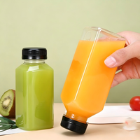 Bouteille de boisson carrée en PET jetable, grande capacité 350 ml 500 ml, finition mate, écologique et recyclable, pour jus, lait, thé, avec bouchon à vis