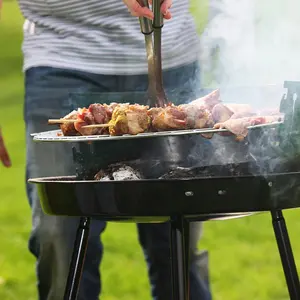 Barbecue à charbon de bois portable de forme ronde de 14 pouces en gros Barbecue en acier pliant extérieur pour le camping