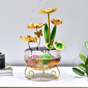 Pecera de Loto con Adorno de Agua Corriente, Decoración Redonda de Metal para Escritorio, Hogar u Oficina, Feng Shui, Atrae la Riqueza - Product Image 1