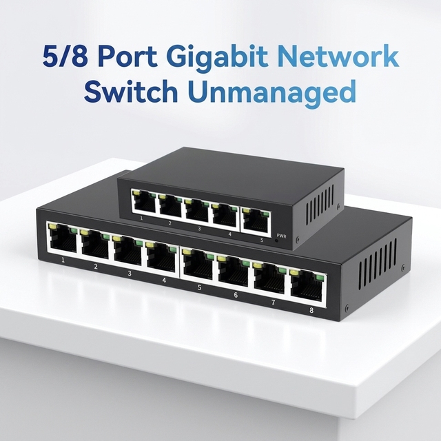 Desktop 5 Port Gigabit Ethernet Switch 10/100/1000Mbps Plug and Play Network Switch for Business Networks