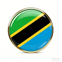 GREPAS GIFTS Épinglette drapeau de la Tanzanie ronde de 1 pouce, épinglette patriotique pour chapeau, épinglette de pays du monde