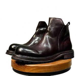 รองเท้าบูทเชลซีหนัง Marpich สำหรับฤดูหนาว สวมใส่สบาย ระดับกลางน่อง โครงสร้าง Goodyear Welt พื้นหนา กันลื่น แบบสวม - Product Image 5