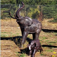 Offre Spéciale jardin cour décoratif taille réelle bronze éléphant statue mère et bébé marche sculpture