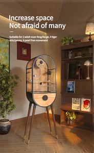 Hoogwaardig Roestvrij Staal Massief Hout Vogelkooi Papegaai Vogelhuis Diy Decor Interieur Monnik Goud Zon Wind Vogel Stijlen - Product Image 6