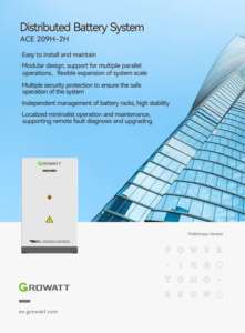 Conception modulaire IP55 Growatt <span class=keywords><strong>ACE</strong></span> 209H-2H Lifepo4 Batterie Armoire de stockage d'énergie Bess 209,6 kwh C & I HV Batterie au lithium - Product Image 4
