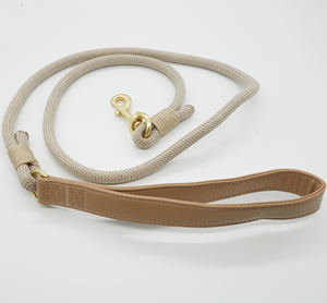 Correa trenzada para mascotas con asa de cuero Collar de correa para perros y gatos con cuerda de algodón de colores y mosquetón con cierre resistente - Product Image 2