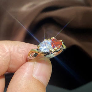 Bague en cristal en forme de cœur F434, argent 925 plaqué or 18 carats, sertissage à griffes, bagues de fiançailles pour femmes - Product Image 6