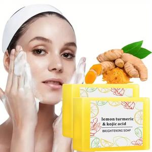 Jabón Sólido Aclarante de Limón, Cúrcuma y Ácido Kójico con Ingredientes de Leche, Hidratante y Antibacteriano <span class=keywords><strong>para</strong></span> el Cuidado de la Piel con Cicatrices de Acné, 100g - Product Image 2