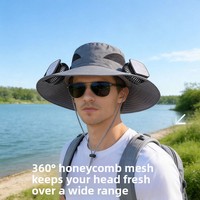 Sombrero con Ventilador Recargable Solar Estilo Hip Hop para Verano, 100% Algodón Transpirable, Ajustable, para Senderismo y Pesca al Aire Libre