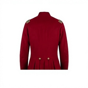 Manteau long en laine rouge pour homme, style frak historique, à bouton unique, col montant, reproduction uniforme, vêtement d'extérieur - Product Image 5