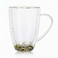 Mug en verre décoratif à double paroi isolé avec paillettes en forme de cœur, grande capacité de 475 ml, pour café, thé, boissons chaudes, maison, bureau, cadeau