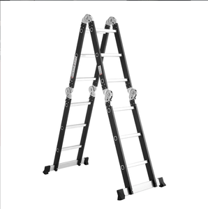 Escalera de andamio de aluminio multiposición 4x4 con peldaños de acero al carbono, diseño moderno, plegable, para exteriores, certificación CE, 150 kg - Product Image 1