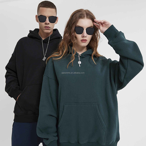 เสื้อมีฮู้ดทรงหลวมสำหรับผู้ชายเสื้อมีฮู้ดทรงหลวมมีโลโก้ที่กำหนดเองได้สำหรับทุกเพศผ้าฝ้าย100% เทอร์รี่ฝรั่งเศสไซส์ใหญ่พิเศษ - Product Image 2