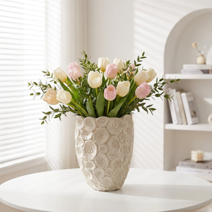 <span class=keywords><strong>Vaso</strong></span> in Ceramica con Motivo Circolare in Rilievo Stile Francese, <span class=keywords><strong>Vaso</strong></span> Floreale con Rilievo in Rilievo <span class=keywords><strong>per</strong></span> Gigli Freschi, Decorazione <span class=keywords><strong>per</strong></span> Ingresso all'Ingrosso - Product Image 1
