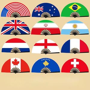Éventail pliable publicitaire personnalisé en polyester imprimé avec doublure en bambou pour la décoration de fêtes et les cadeaux d'affaires - Product Image 2