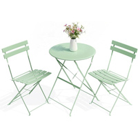 Ensemble de bistrot pliant 3 pièces en fer forgé moderne, résistant aux intempéries, pour extérieur, chaises de patio – Idéal pour jardin et balcon, gain de place