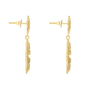 ต่างหูจี้ Sunburst Zircon ชุบทองด้วย925ประณีตสวยงามสำหรับสุภาพสตรีแฟชั่นที่สวยงามคุณภาพสูง - Product Image 5