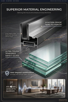 Système de cloisons en verre 12 mm d'épaisseur avec cadres en aluminium, isolation acoustique, finition aspect bois pour salons, bureaux à domicile, salles de sport - Moderne