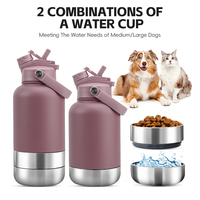 Distributeur d'eau pour animaux de compagnie personnalisé, bouteille d'eau de voyage pour animaux de compagnie de 32 oz, bouteille d'eau pour chien portable multifonctionnelle en acier inoxydable isolée 3 en 1