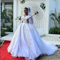 2231 Nouvelle Robe de Mariée Style Personnalisé Luxe Élégante Perles et Paillettes 2-en-1 Coupe A-line avec Traîne