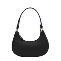 Sac à bandoulière et sac sous le bras en cuir PU, petit format croissant, pour la mode hivernale, avec doublure en polyester et fermeture éclair