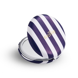 Espejo de Bolsillo Redondo de PU con Logotipo Personalizado, Espejo de Maquillaje Mini con Marco Plateado de Doble Cara - Product Image 6