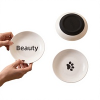 Gamelle antidérapante en céramique pour chat et chaton avec motif arête de poisson/empreinte de patte pour fournitures pour animaux de compagnie