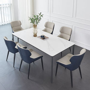 Juego de mesa de comedor contemporáneo para el hogar con acero inoxidable y mármol, último diseño moderno - Product Image 3