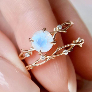 Moss Agate 925 Sterling Silver Rose Gold Plated <b>Moissanite</b> Bridal Engagement <b>Ring</b> with Prong Setting Third Party Certified Gift - Product Image 4
