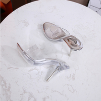Chaussures de pole dance d'été à talon haut de 8 cm, transparentes en cristal, à bride cheville, bout ouvert, légères et amortissantes, pour boîte de nuit