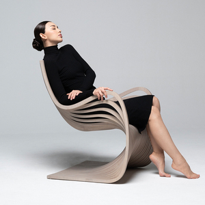 Fauteuil de négociation de forme spéciale minimaliste italien Chaise longue en bois massif de forme créative moderne - Product Image 4