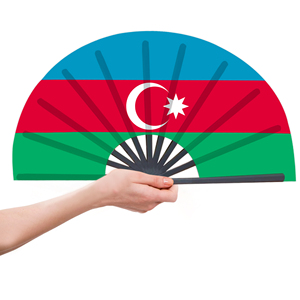 Abanicos Plegables de Bambú con la Bandera de Azerbaiyán al por Mayor, Abanico de Mano para Carnaval, Boda, Festival, Fiesta, Agencia de Viajes - Product Image 4