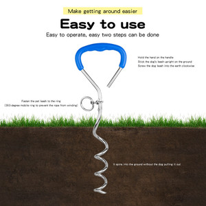 Estaca de amarre para perros, Estaca de ancla duradera con anillo para todas las cadenas de correa de cable, estaca para mascotas de alta resistencia para exteriores - Product Image 6