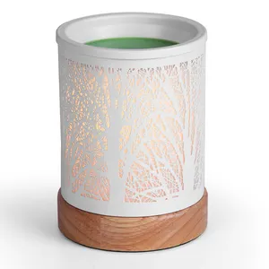 蜡融化保温器白色金属森林设计家用瑜伽香精油保温灯