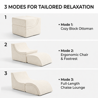 Fauteuil de salon moderne et écologique en éponge, ergonomique, convertible, avec ottoman peu encombrant pour la maison