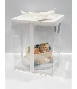 KINSUNカスタムクリスマスウエディングケーキポップボックスバルク卸売用ケーキボックス窓付き透明クリアカップケーキボックス