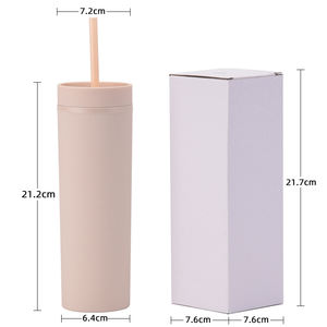 Gobelet en plastique double paroi personnalisé, fin et compact, avec revêtement en caoutchouc simple, 16 oz, avec paille droite scellée, sans BPA - Product Image 6